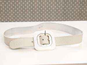 D&G Dolce & Gabbana White Leather Chunky Buckle Belt NWT (Size 90 / 36 IN)